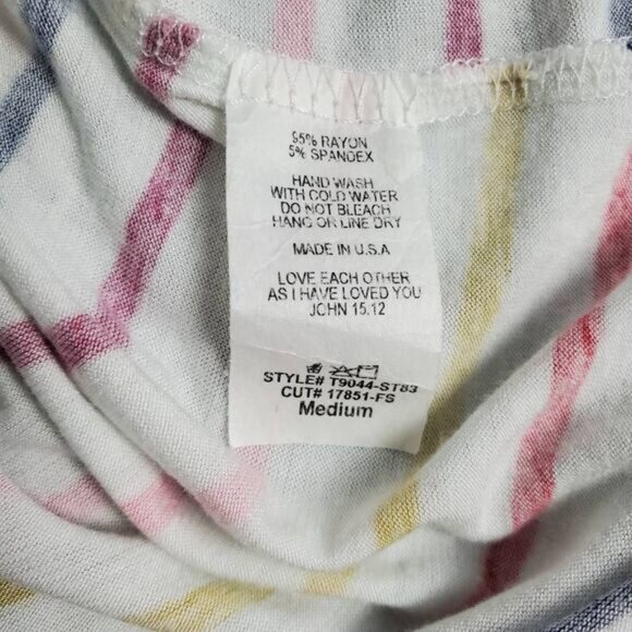 REB in J Women’s Striped Short Sleeve Pocket Tee Medium Made in USA - Picture 6 of 7